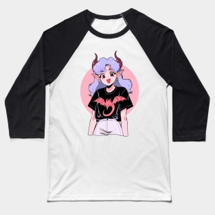 Cute Anime Demon Girl Baseball T-Shirt